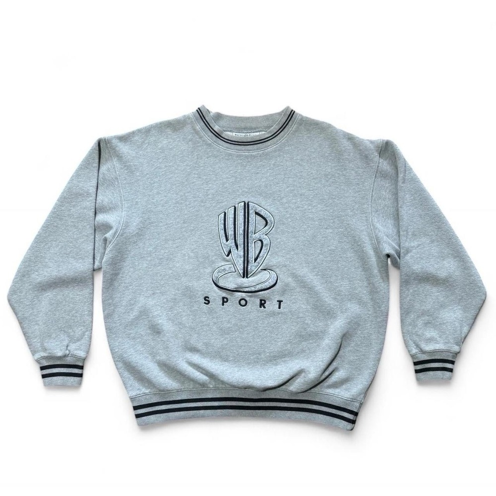 Vintage 90s Grey Warner Bros. Sport Embroidered Crewneck Sweater 24x26"